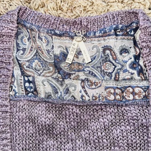 Gimmicks by BKE Boho Cardigan Fringe XL Paisley Print Open Knit Long Sleeve Top - Picture 5 of 5